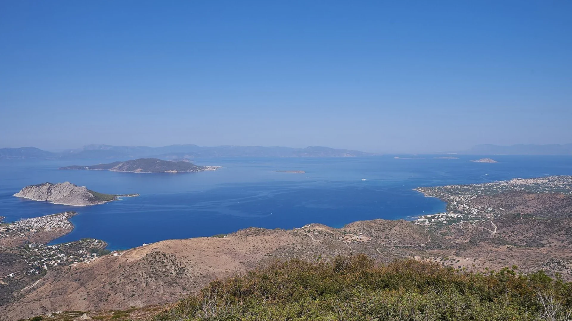 View across Aegina and the Saronic Gulf from Mount Ellanio